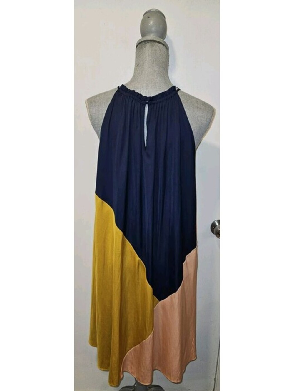 Loft Medium Colorblock Halter Swing Dress Forever Navy - Picture 5 of 8